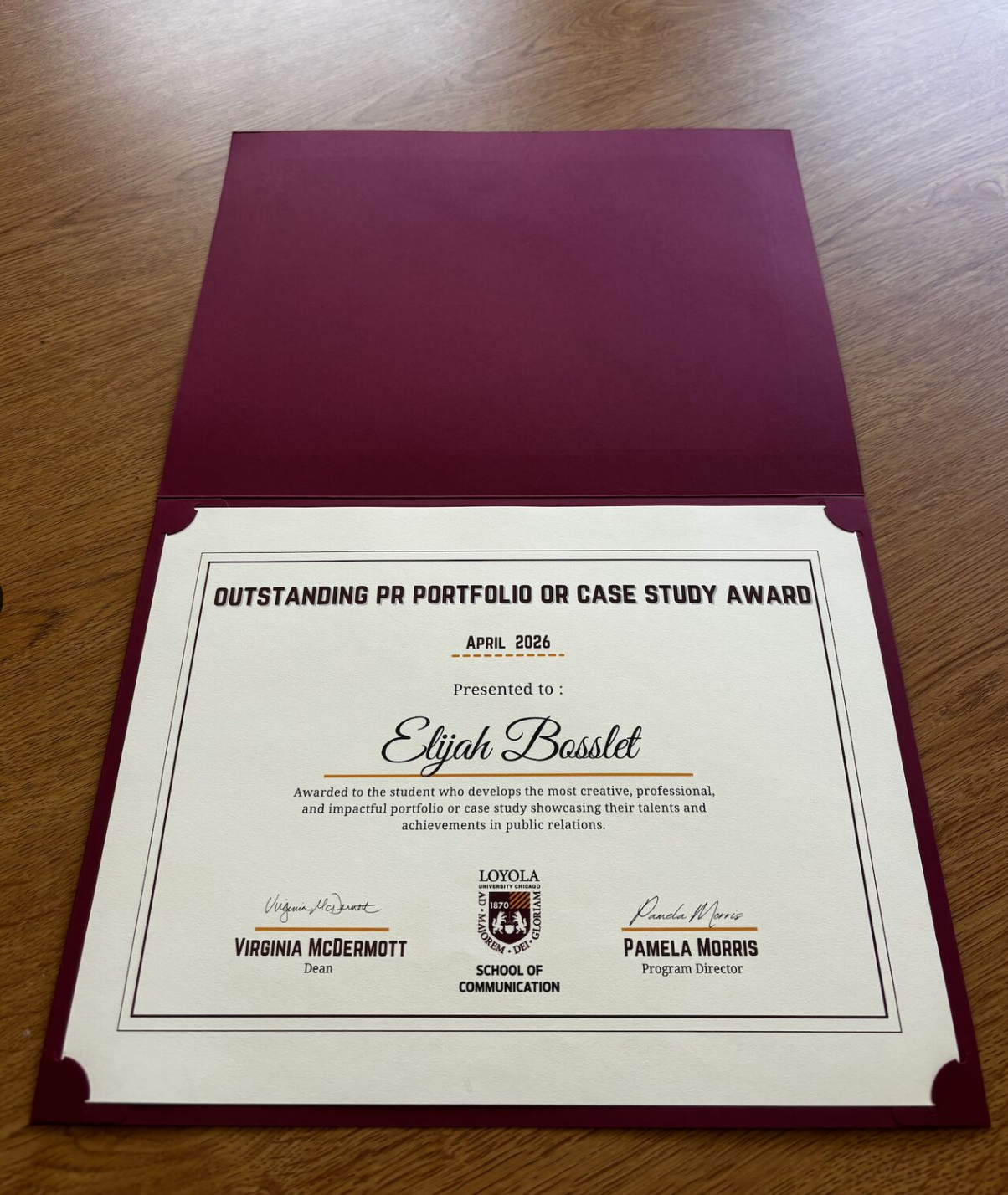 Outstanding PR Portfolio or Case Study Award